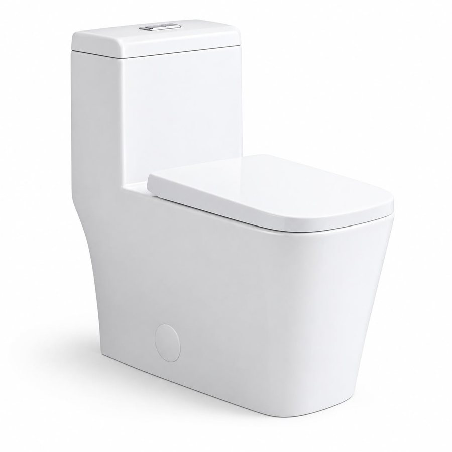 One-Piece Toilet — Rounded, Side Flush
