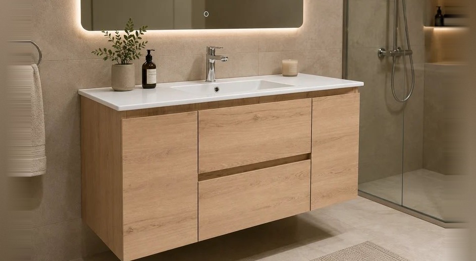 48" Floating Vanity — White Oak