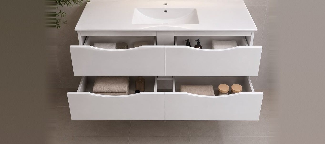 60" Floating Vanity — White, Single Sink