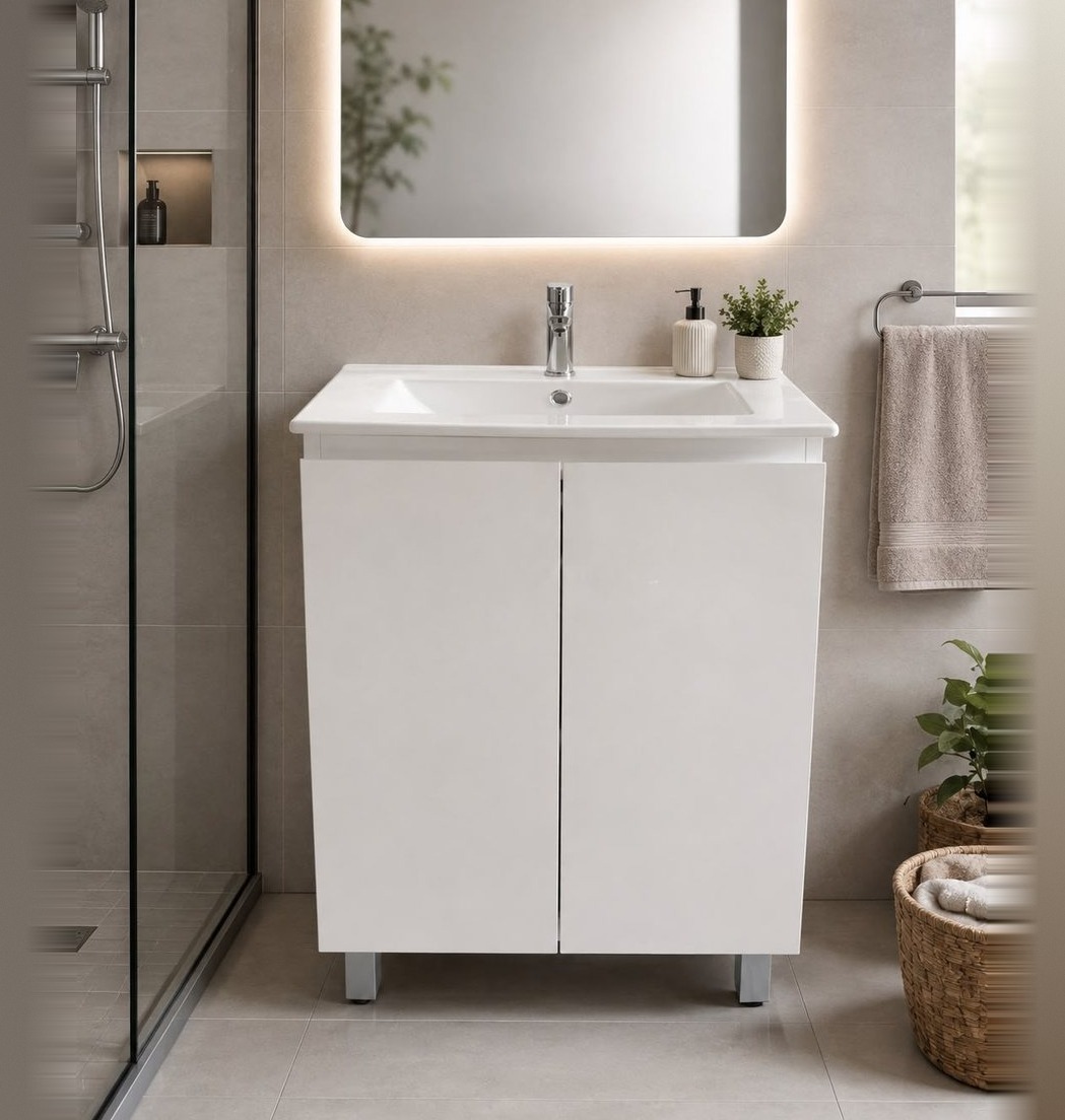 24" Freestanding Vanity — White, Door Front