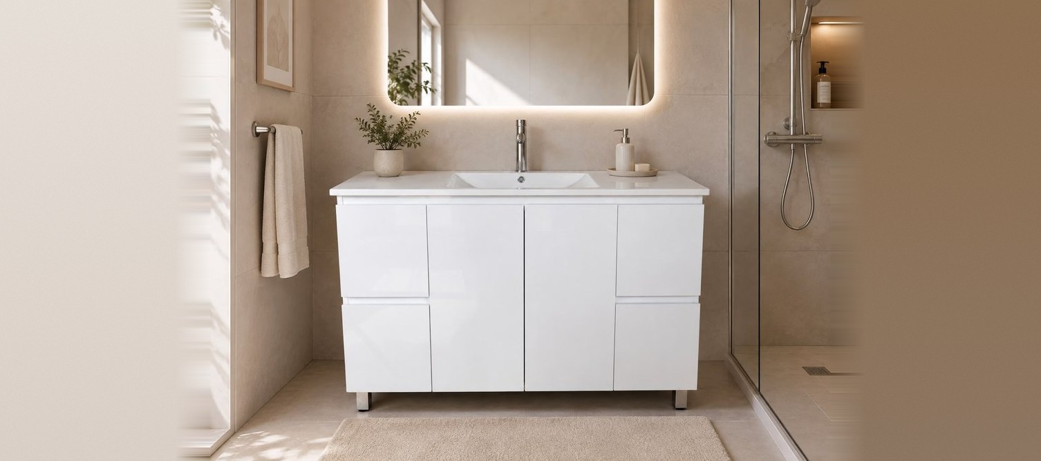60" Freestanding Vanity — White, Door Front, Single Sink