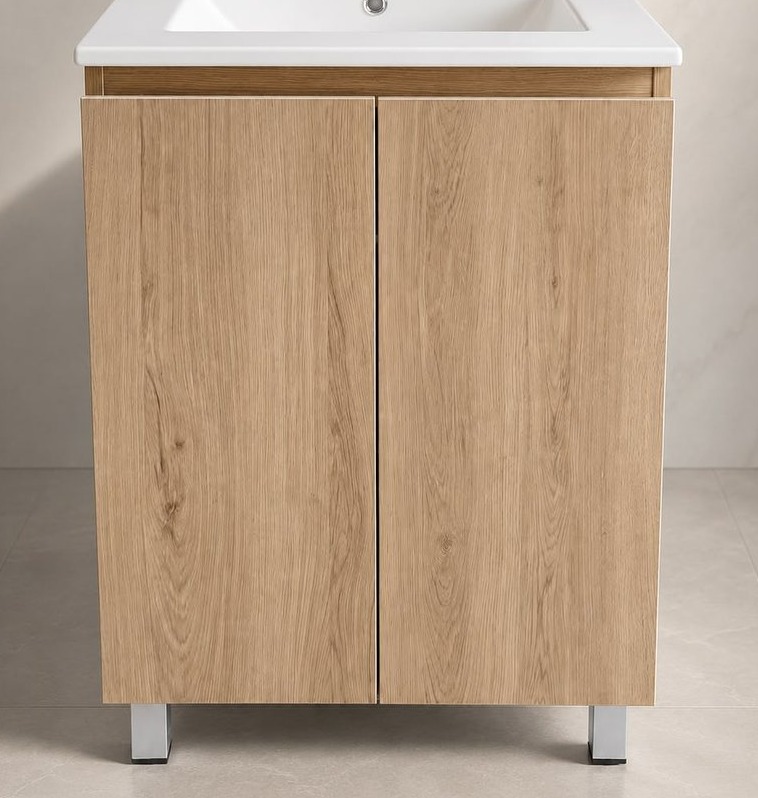 24" Freestanding Vanity — White Oak, Door Front