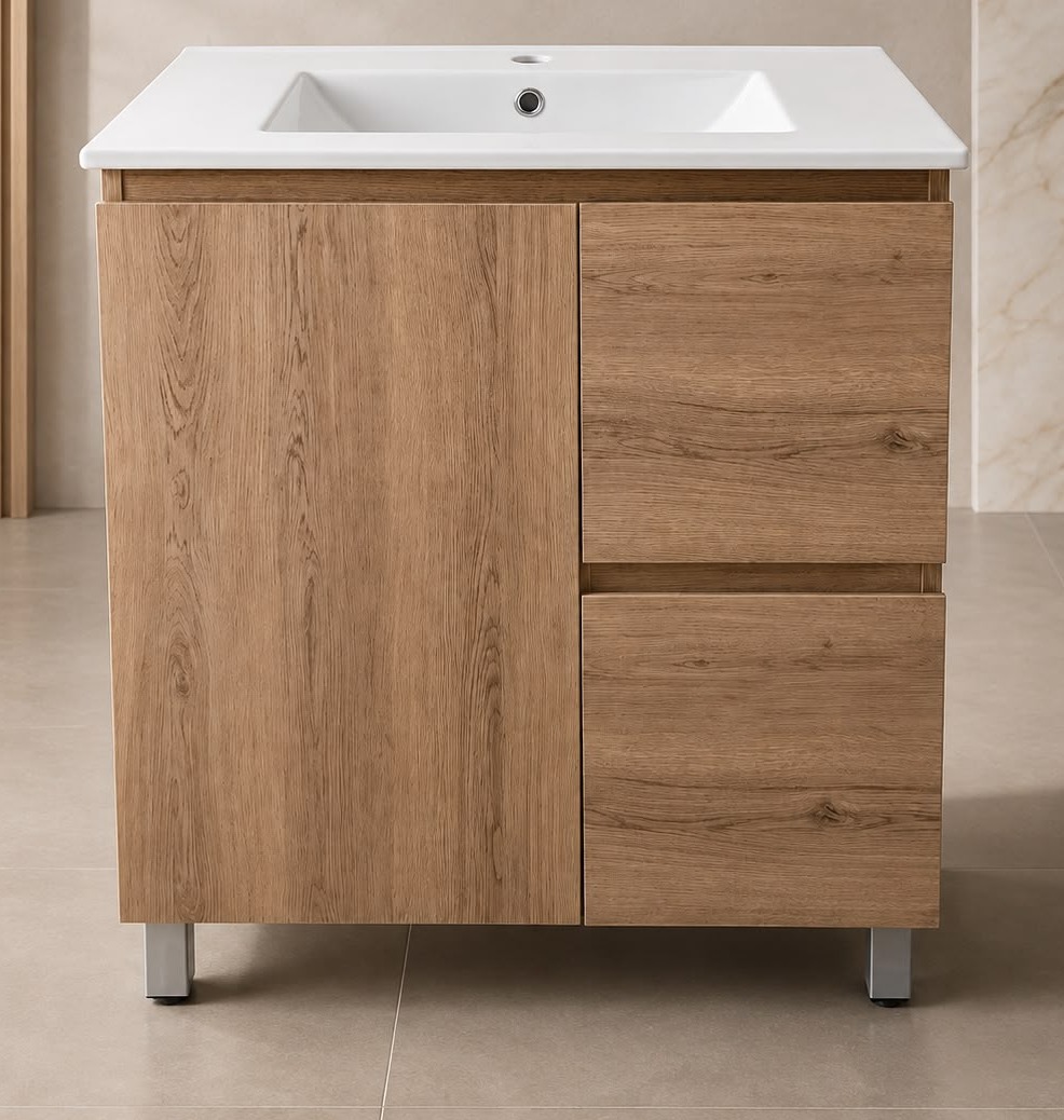 30" Freestanding Vanity — White Oak, Door Front