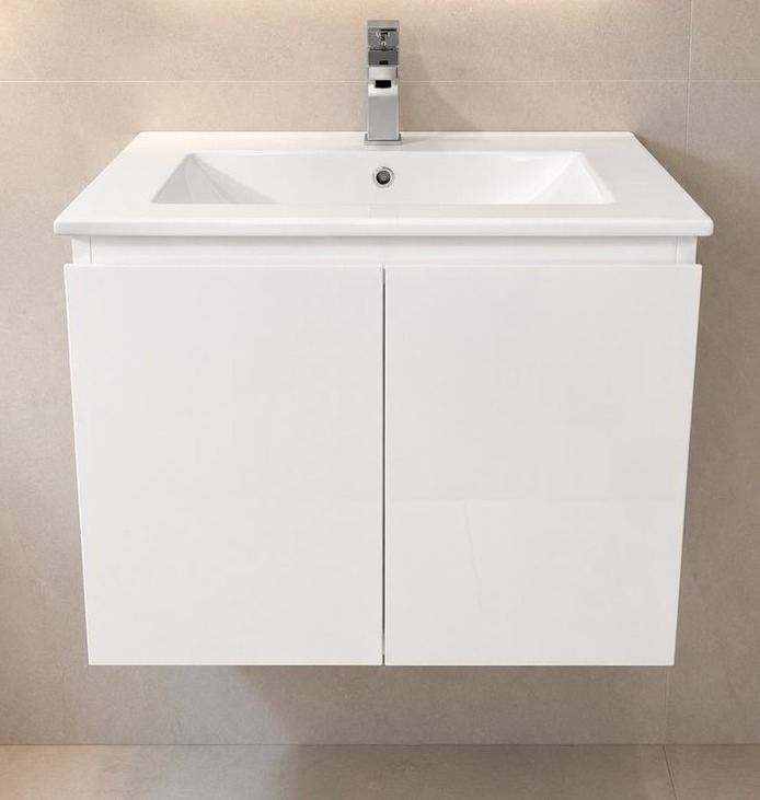 24" Floating Vanity — White, Door Front
